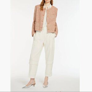Weekend Max Mara  Leda Tweed Crewneck Jacket  in Antique Rose